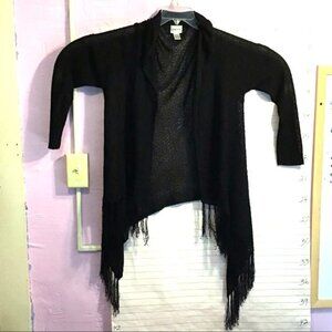 CHICO’S women’s open front sweater w/fringe at the bottom hem szM/L